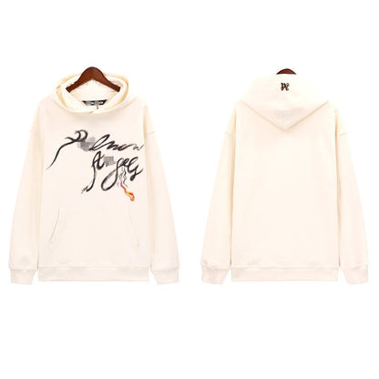Palm Angels Hoodie Smoke Letter Flame Print Hooded Sweater