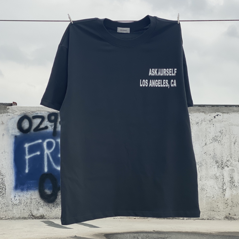 Askyurself T-shirts round Neck Short Sleeve Washed-out Vintage T-shirt