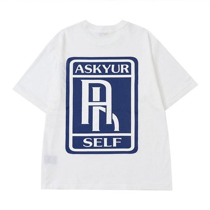Askyurself T-shirts Retro Loose Men's and Women's Short-Sleeved T-shirt