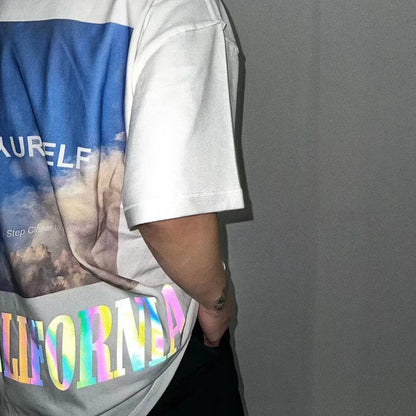 Askyurself T-shirts Printed High Street Loose Short Sleeve T-shirt for Men