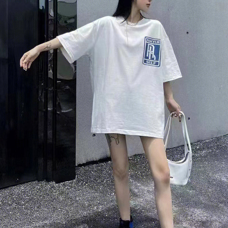 Askyurself T-shirts Retro Loose Men's and Women's Short-Sleeved T-shirt