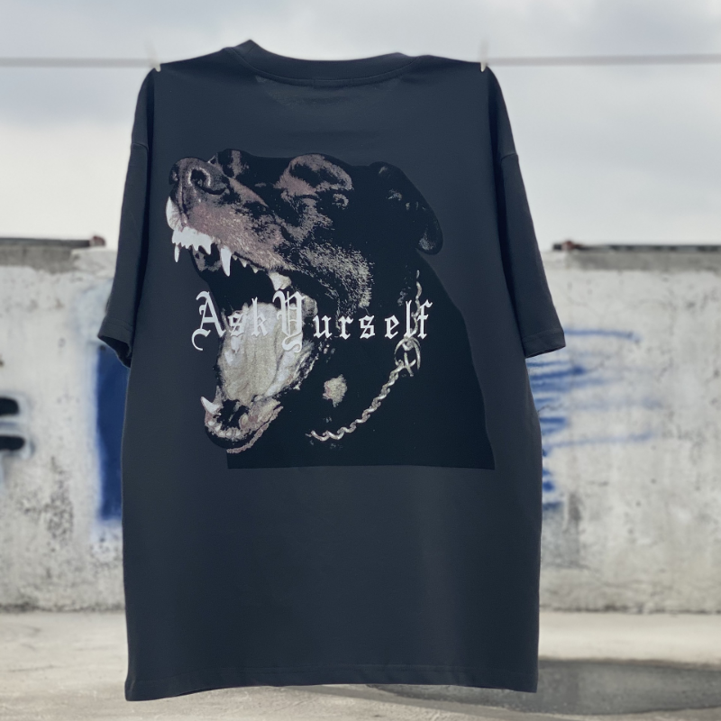 Askyurself T-shirts round Neck Short Sleeve Washed-out Vintage T-shirt