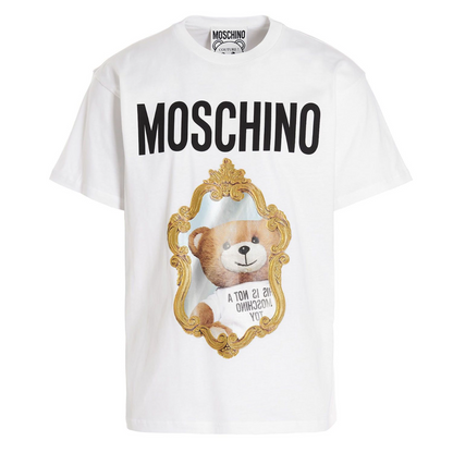 Moschino T-shirt Teddy Bear Photo Pattern Round Neck T-shirt Couple