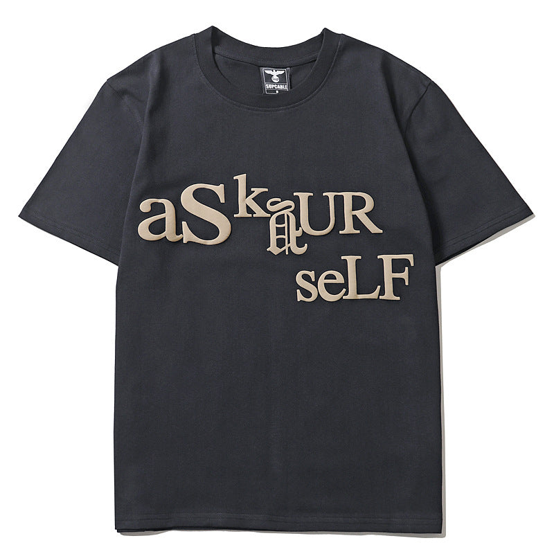 Askyurself T-shirts Summer Printed Loose round Neck Short Sleeve T-shirt