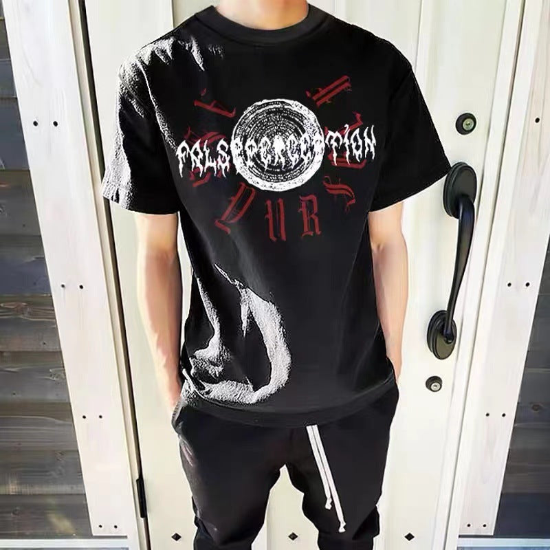 Askyurself T-shirts Sanskrit Circle Printing inside-out Wear Design Loose Couple