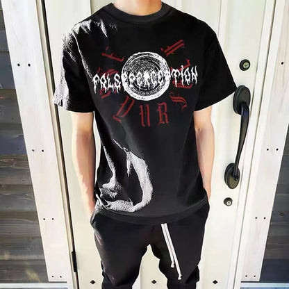 Askyurself T-shirts Sanskrit Circle Printing inside-out Wear Design Loose Couple