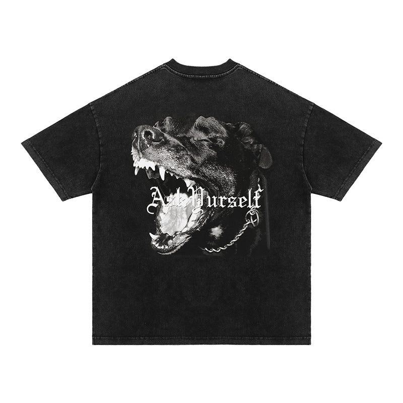 Askyurself T-shirts Men's Spring and Summer Print Fried Color Short Sleeve T-shirt