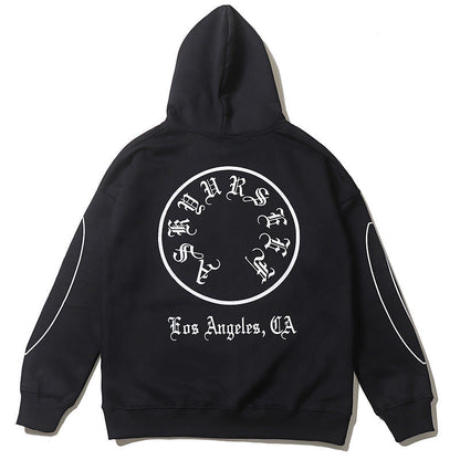 Askyurself Hoodie Men's Clothing Hip Hop Print Velvet Padded Hooded Sweatshirt