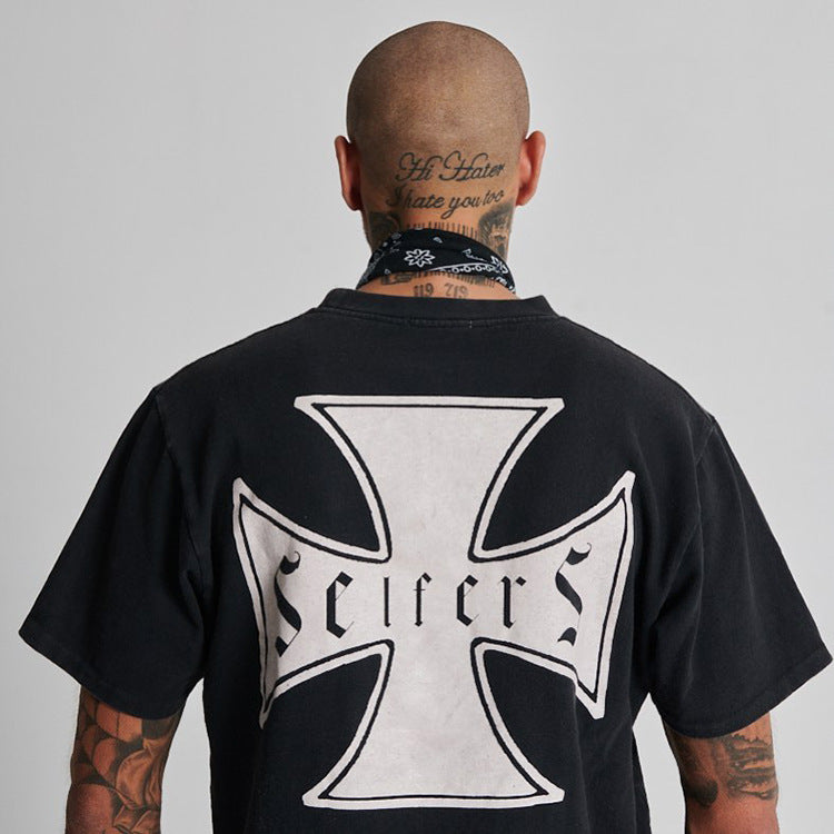 Askyurself T-shirts Casual Loose Men's and Women's Short-Sleeved T-shirt Black