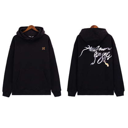 Palm Angels Hoodie Smoke Letter Flame Print Hooded Sweater