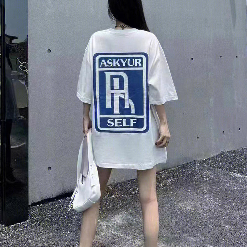 Askyurself T-shirts Retro Loose Men's and Women's Short-Sleeved T-shirt